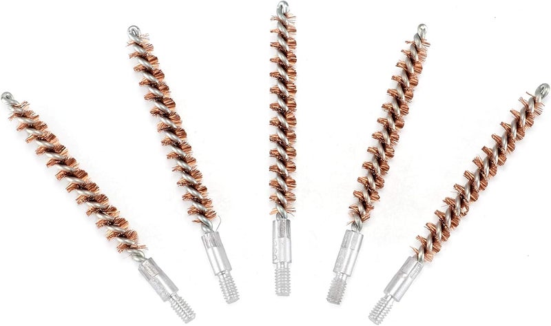 BOOSTEADY 5 Pcs Phosphor Bristle Bronze Bore Gun Cleaning Brush for Pistol Shotgun with 50 Professional Square Patches Multi-Caliber - Image 5